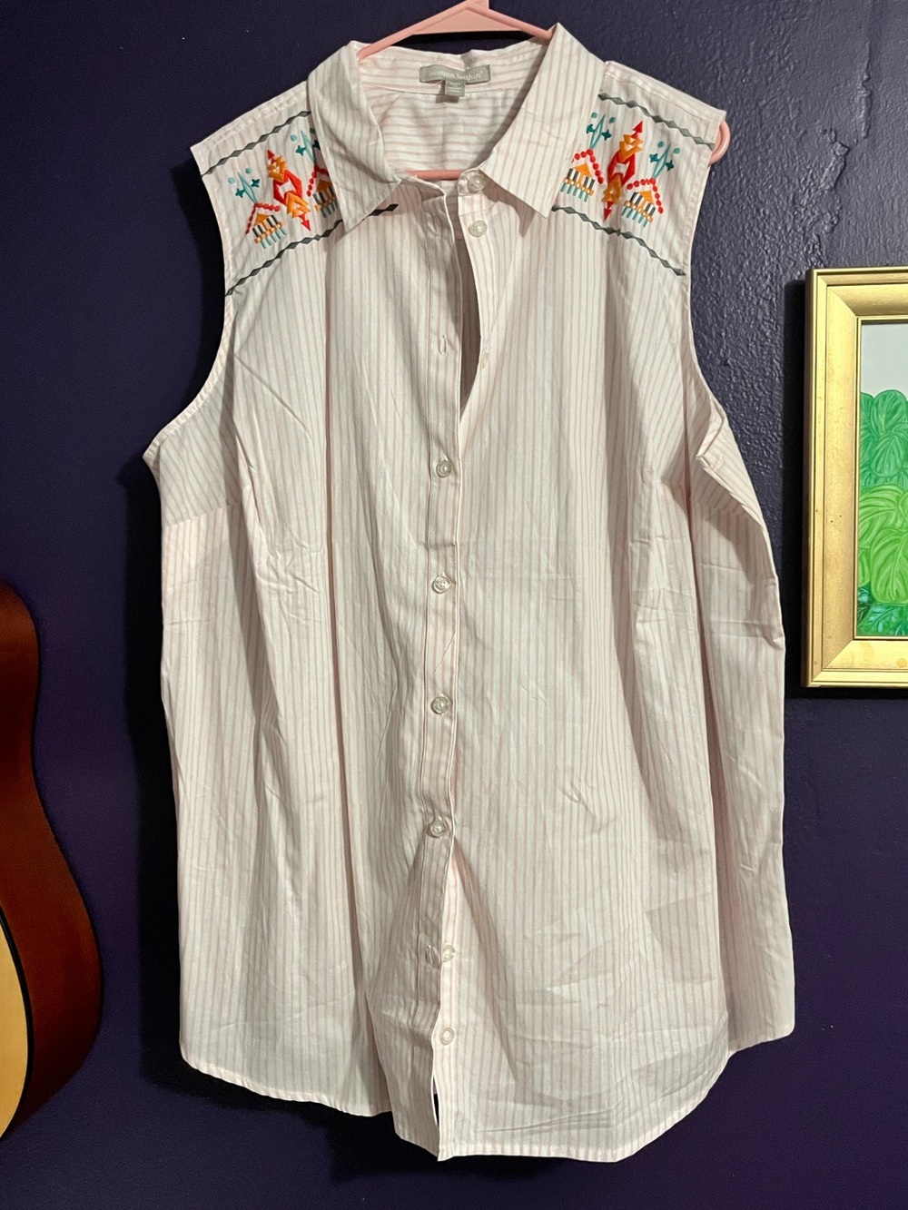PLUS SIZE Southwestern-inspired embroidered sleeveless blouse